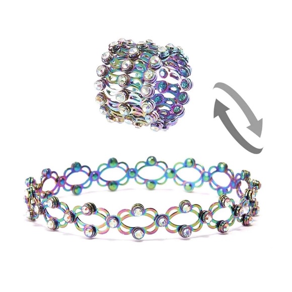 New Rhinestone ‘Ring to Bracelet’ Multipurpose Jewelry \ Transforming Ring - Picture 1 of 16